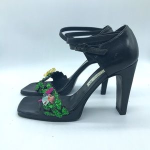 Nathalie M Italian Leather Custom-Made Fairy Heels Glitter & Butterflies Size 8